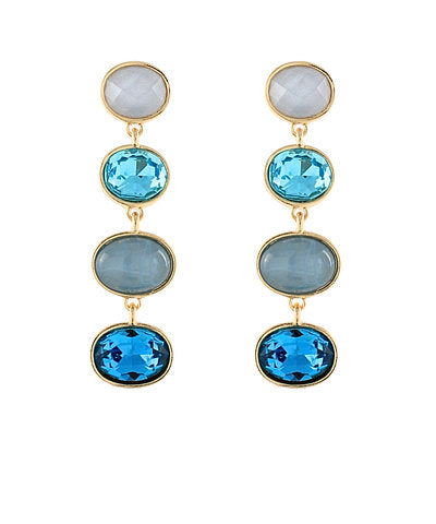 Linear Oval Stone Earrings