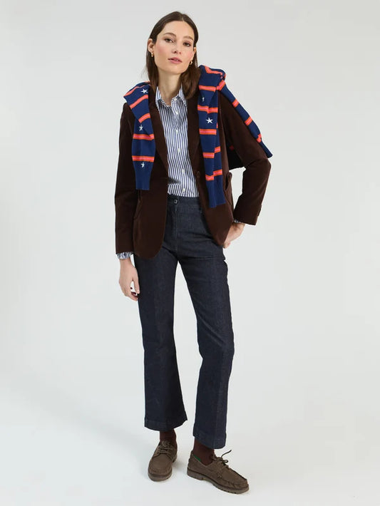 Denim Jewel Button Pant - Navy