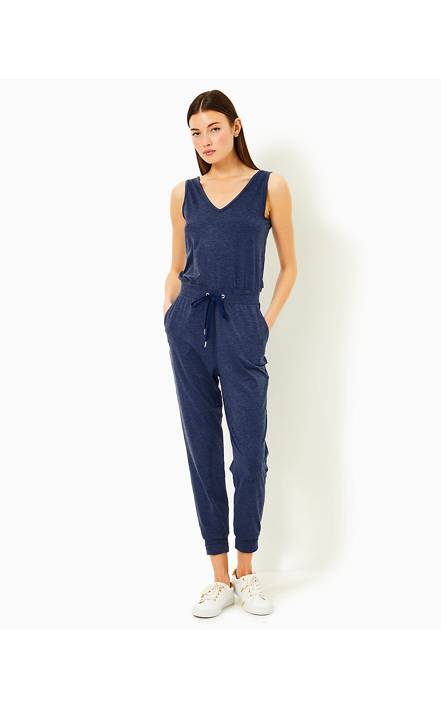 MAISIE JUMPSUIT - HEATHERED MED BLUE X NOIR