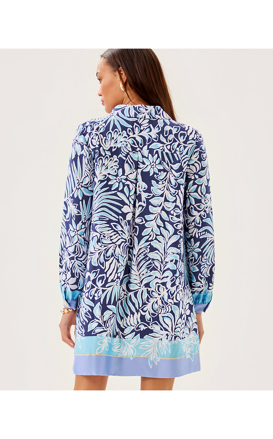 IRALANNE LONG SLEEVE POPO - SAPPHIRE POOL - SUMMER SHORELINES ENGINEERED WOVEN DRESS