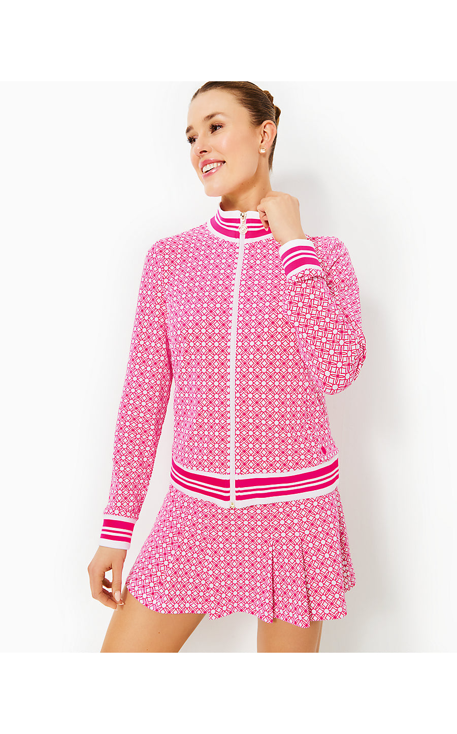 REGATE JACKET UPF 50+ - PASSION FRUIT PINK X RESORT WHITE - BUTTERFLY PATTERN