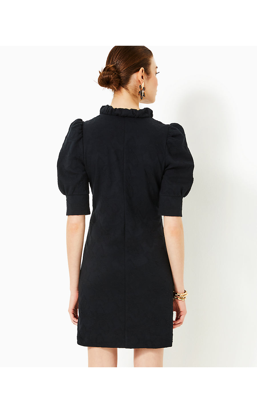 ELSEY DRESS - NOIR - KNIT PUCKER JACQUARD