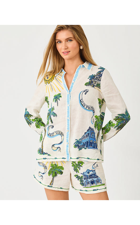 SUSANA BUTTON DOWN - COCONUT - KEY WEST TOILE ENGINEERED BUTTON DOWN