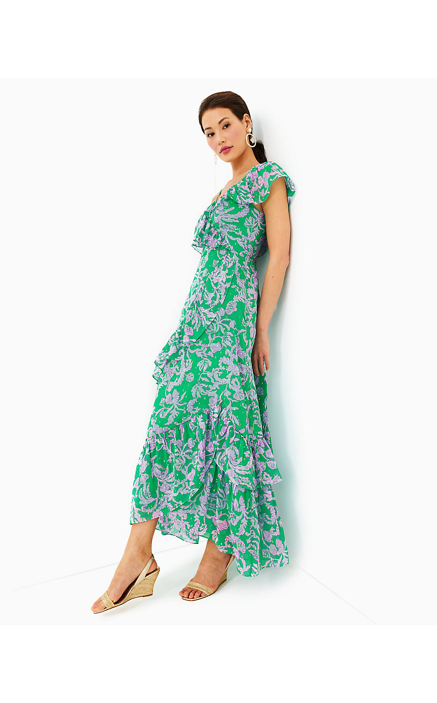 ROSALYNN RUFFLE MAXI DRESS - BRAZILIAN GREEN - SALTY SANDBAR