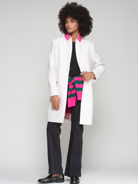 ECRU COAT WITH CONTRAST COLLAR/COAT ARICIA CRUDO LANA