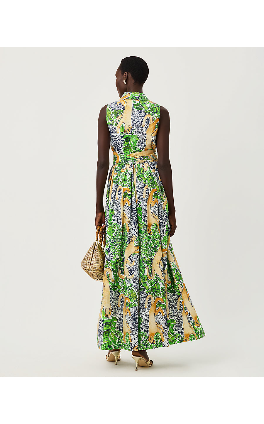 MARRIA STRETCH MAXI DRESS - MULTI - PALM PROWL ENGINEERED WOVEN SHIRTDRES