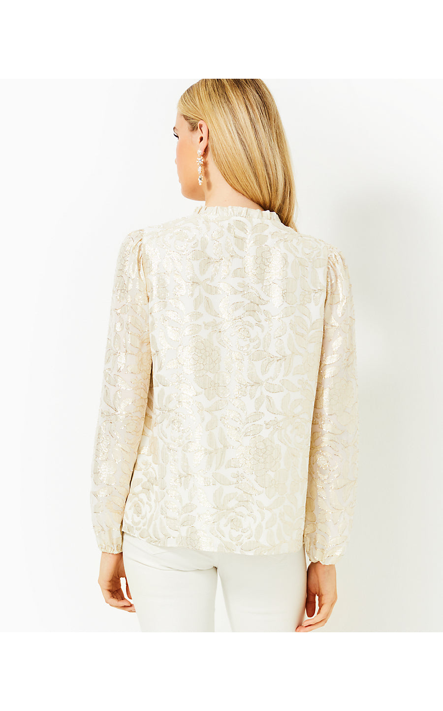 GIANA LONG SLEEVE SILK TO - COCONUT - FLORAL BLOOM SILK CLIP