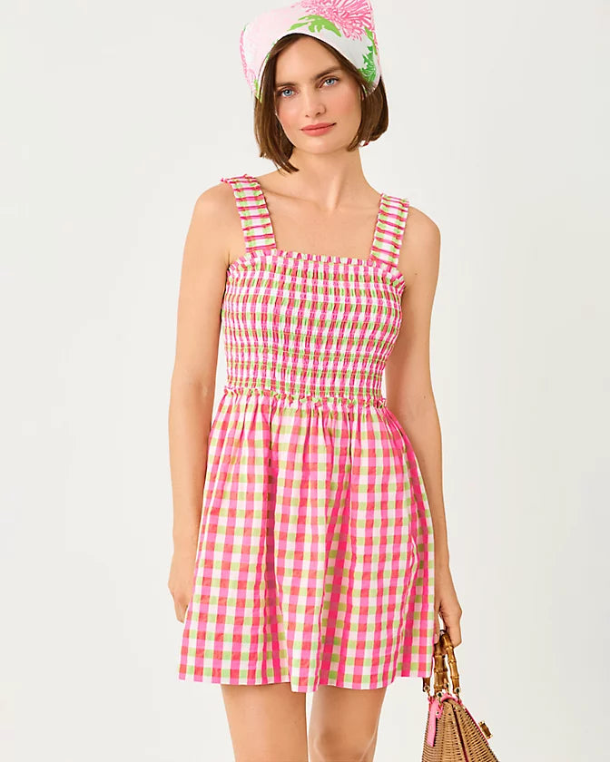 HADLY SKIRTED ROMPER - CHERRY BLOSSOM PINK - SUMMER LOVIN GINGHAM