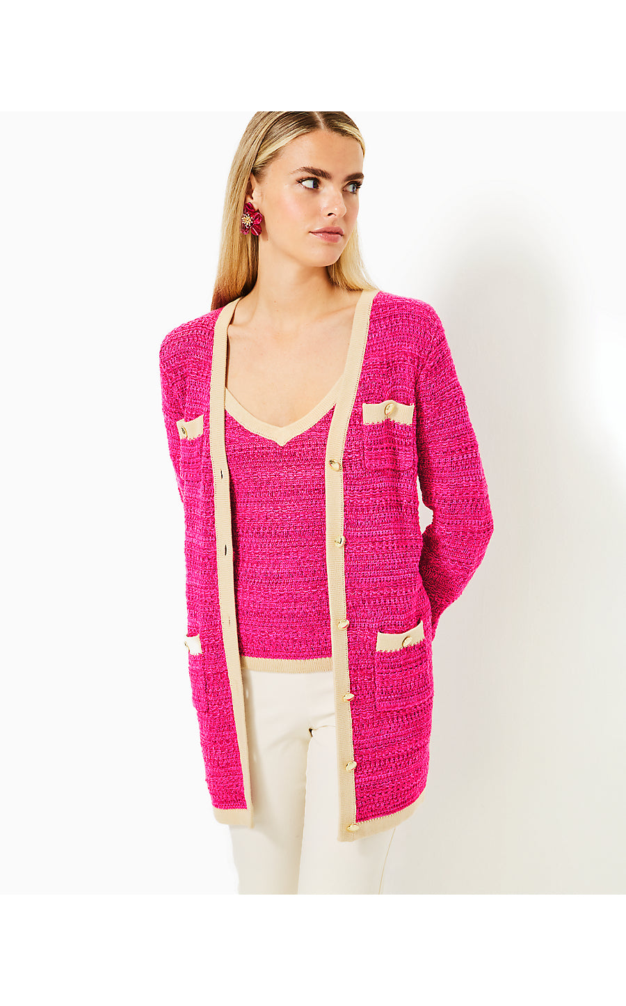 TANNERY SWEATER SET - PASSION FRUIT PINK - MOONLIGHT TWEED