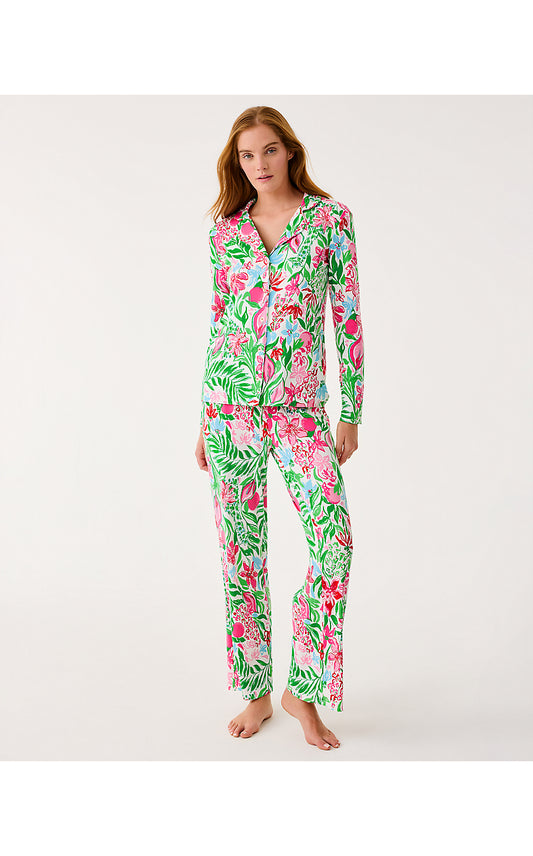 PJ KNIT LS BUTTON - UP TOP - MULTI - GLOWING GARDENS