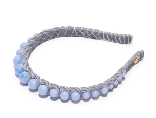 Blue Lace Agate Graduated Bead Headband