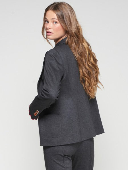JACKET HILLARY EMB GRIS FIL A FIL ELASTICO