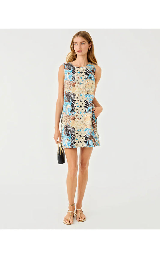EDITA SHIFT - BREEZY AQUA - LILLYS ZOO ENGINEERED WOVEN SHIFT