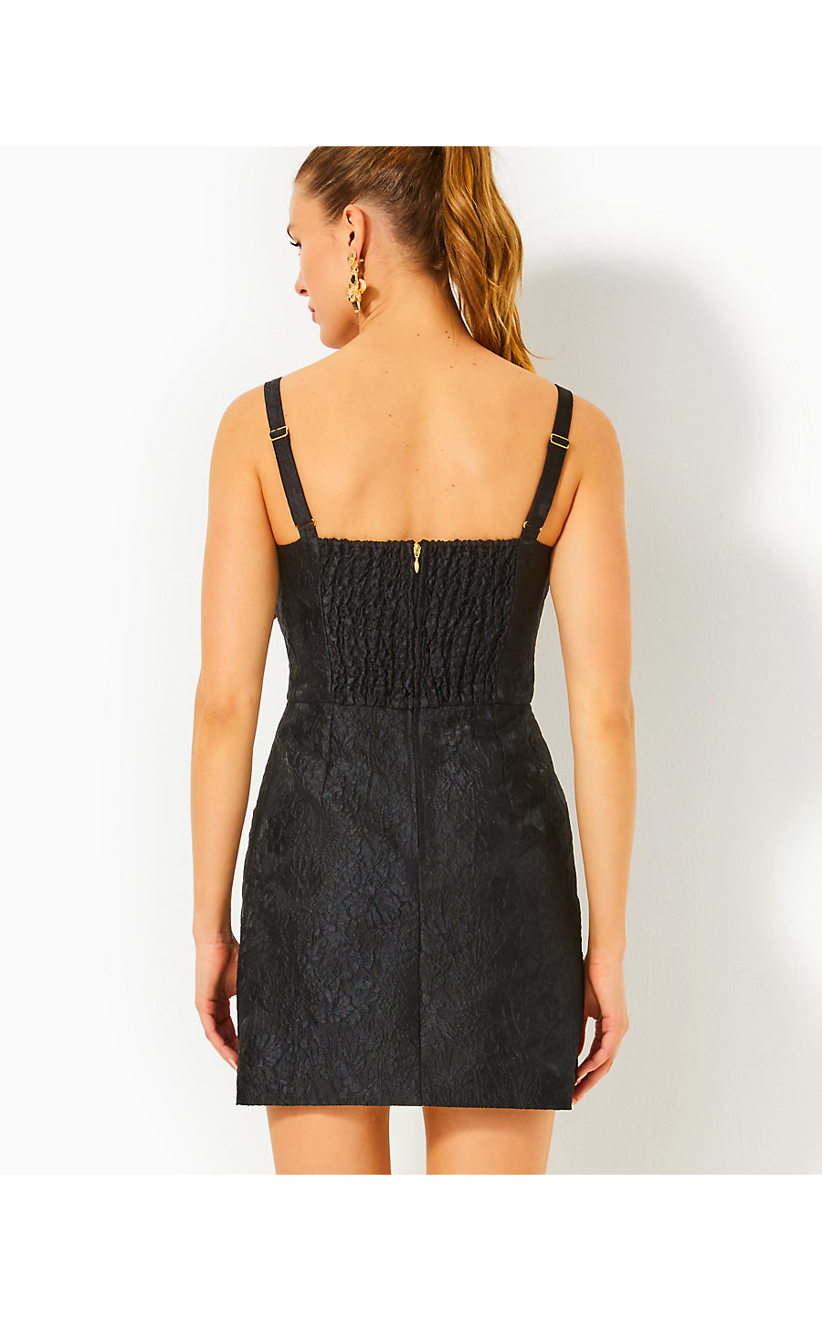 KAVIA SKIRTED ROMPER - NOIR - LEAF AN IMPRESSION JACQUARD