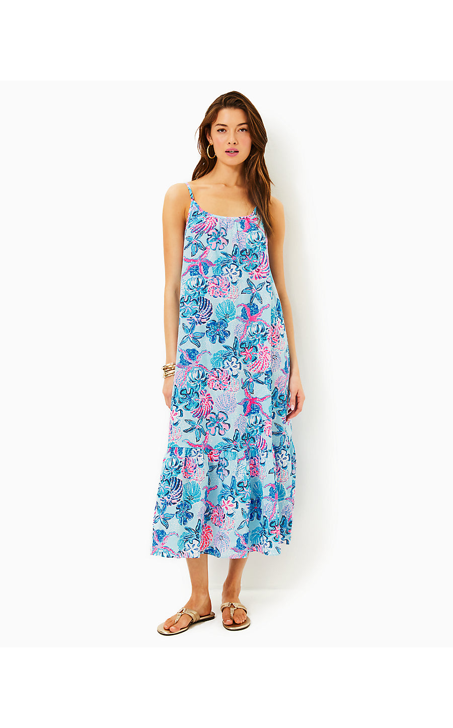 AMERIE MIDI DRESS - MULTI - BAHAMAS BEACHCOMBER