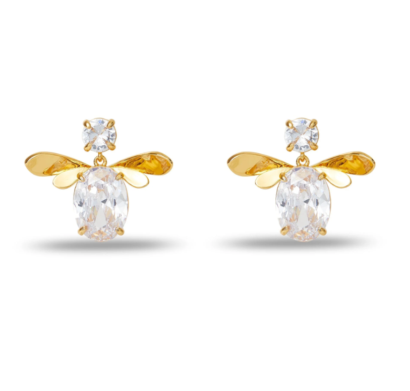 CRYSTAL HONEYBEE DROP EARRINGS