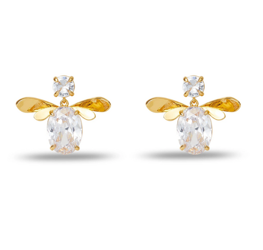 CRYSTAL HONEYBEE DROP EARRINGS