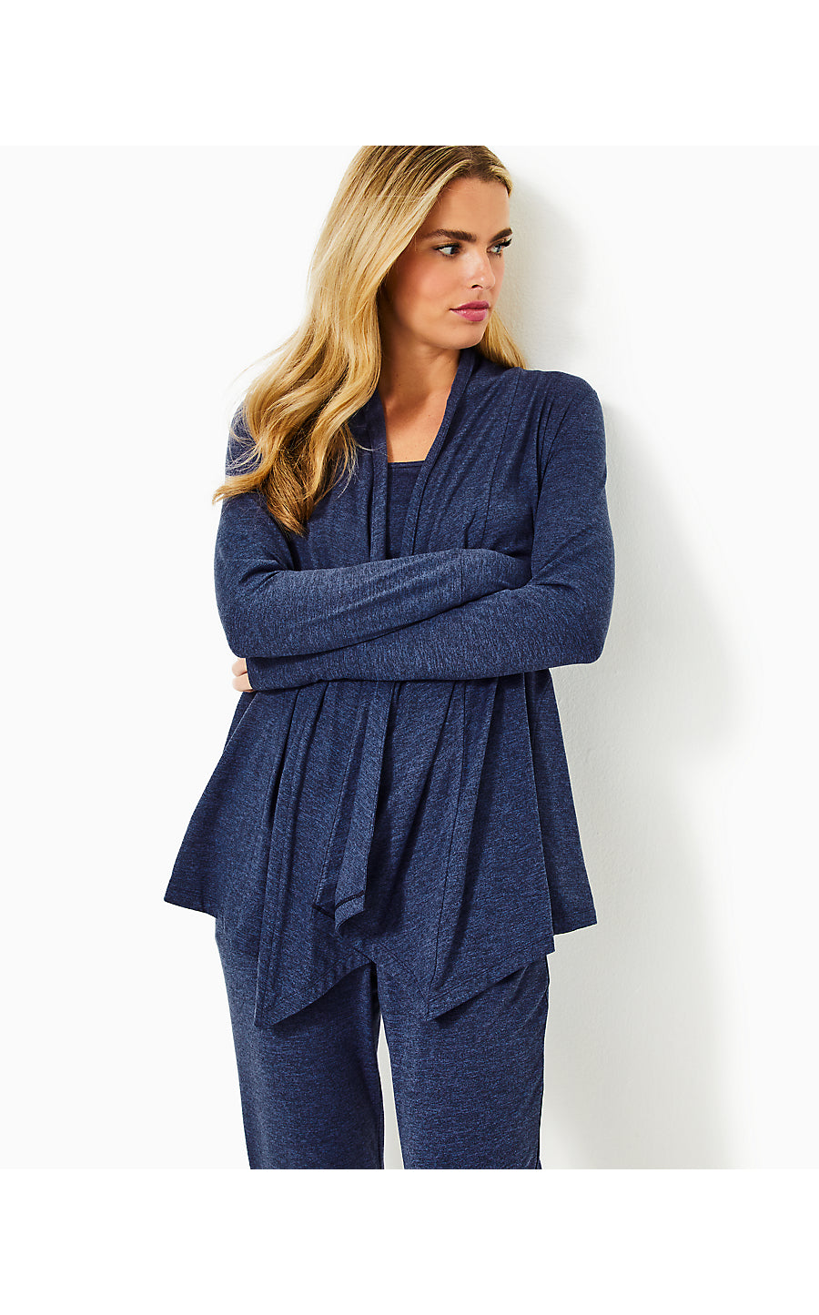 NEVIA WRAP - HEATHERED MED BLUE X NOIR