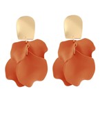 Color Coating Petal Earrings - Orange