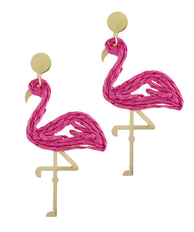 Raffia Flamingo Earrings