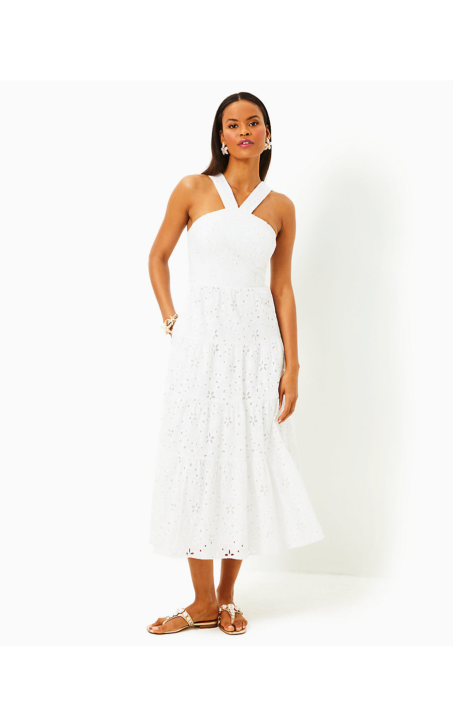 JENETTE MIDI DRESS - SEALIFE EYELET