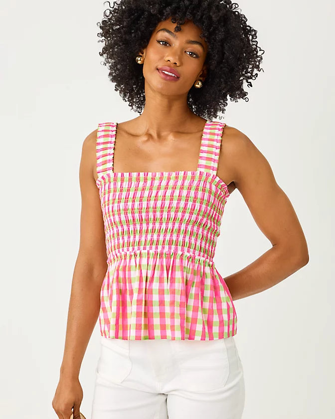 HADLY SMOCKED TOP - CHERRY BLOSSOM PINK - SUMMER LOVIN GINGHAM