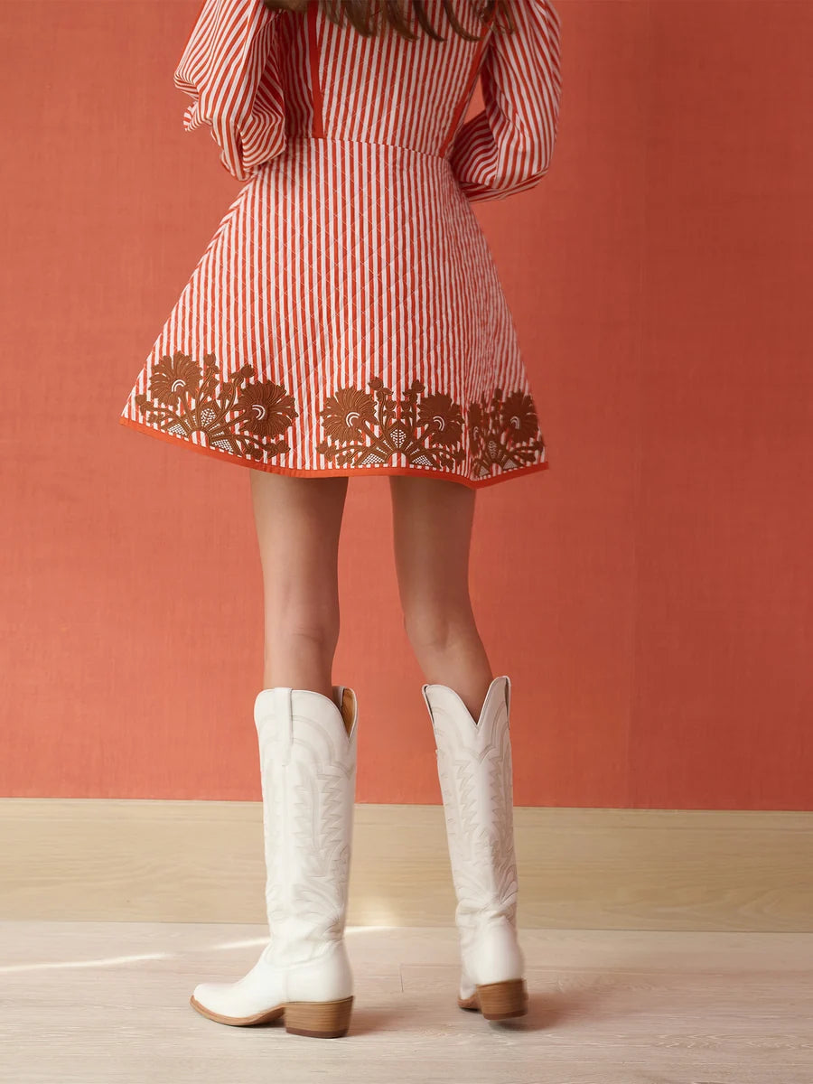 Holly Quilted Mini Dress - Terracotta Stripe