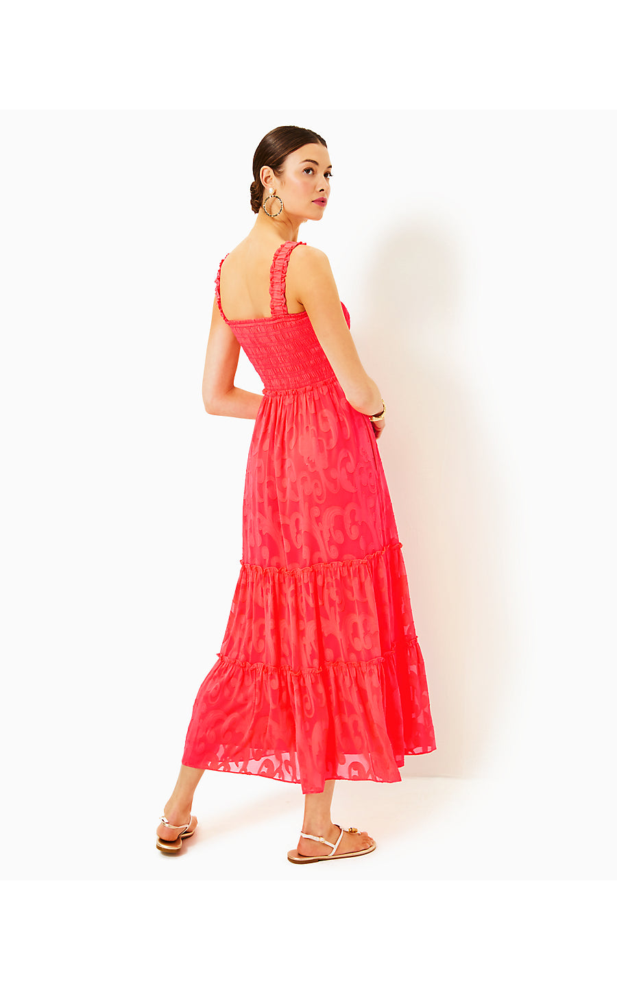 HADLY SMOCKED MAXI DRESS - MIZNER RED