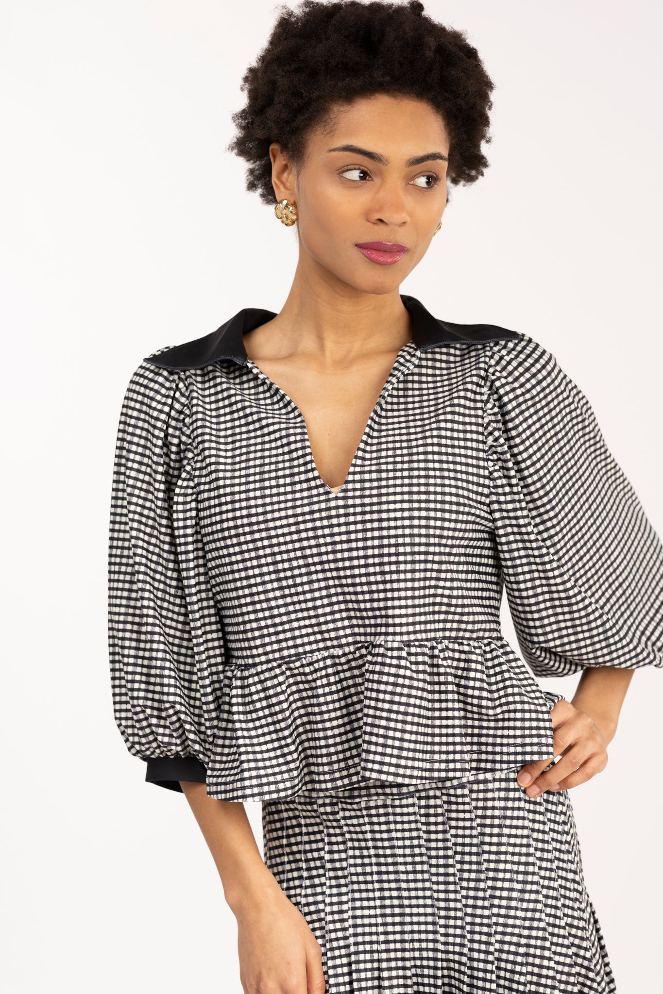 WREN TOP- FRENCH GINGHAM