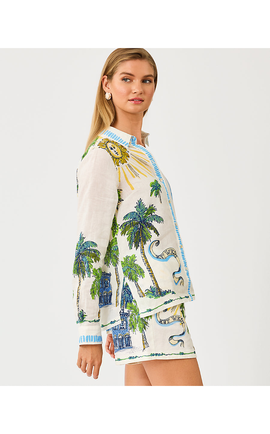 SUSANA BUTTON DOWN - COCONUT - KEY WEST TOILE ENGINEERED BUTTON DOWN
