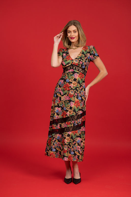 THE OCTAVIA DRESS -MIDNIGHT PETALS