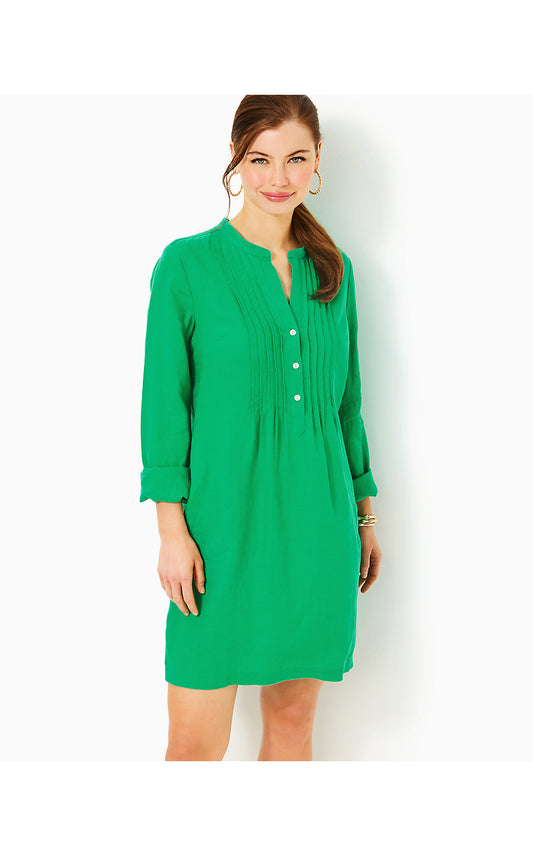 RHODA LONG SLEEVE POPOVER DRESS - BRAZILIAN GREEN