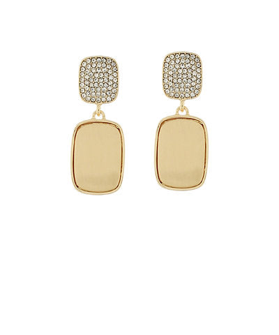 Pave Crystal & Square Dangle Earrings