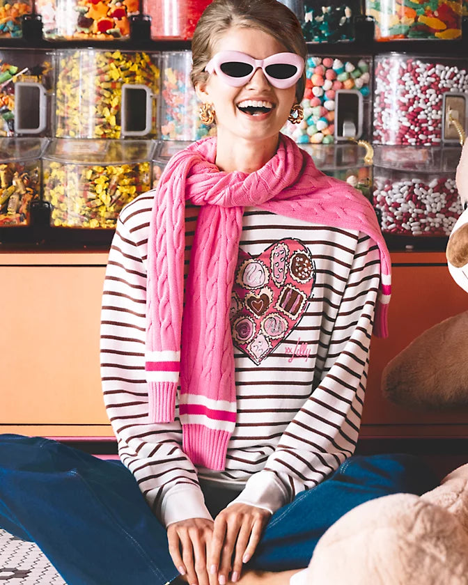 BALLAD LONG SLEEVE SWEATS - FRENCH ROAST - BOX OF CHOCOLATES EMBELLISHMENT