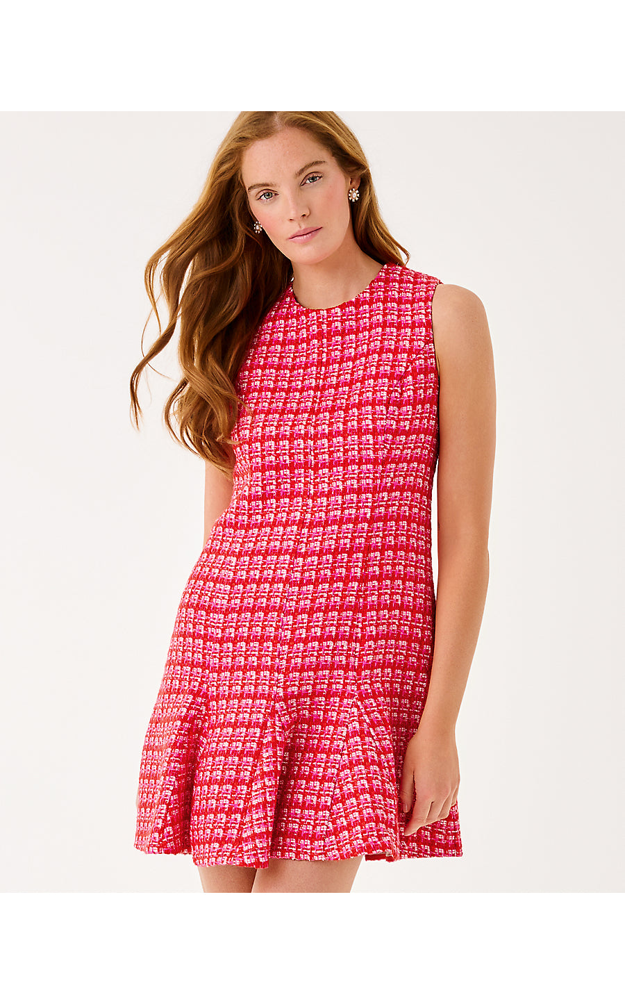 ENYA BOUCLE DRESS - CRANBERRY RED - FIESTA BOUCLE