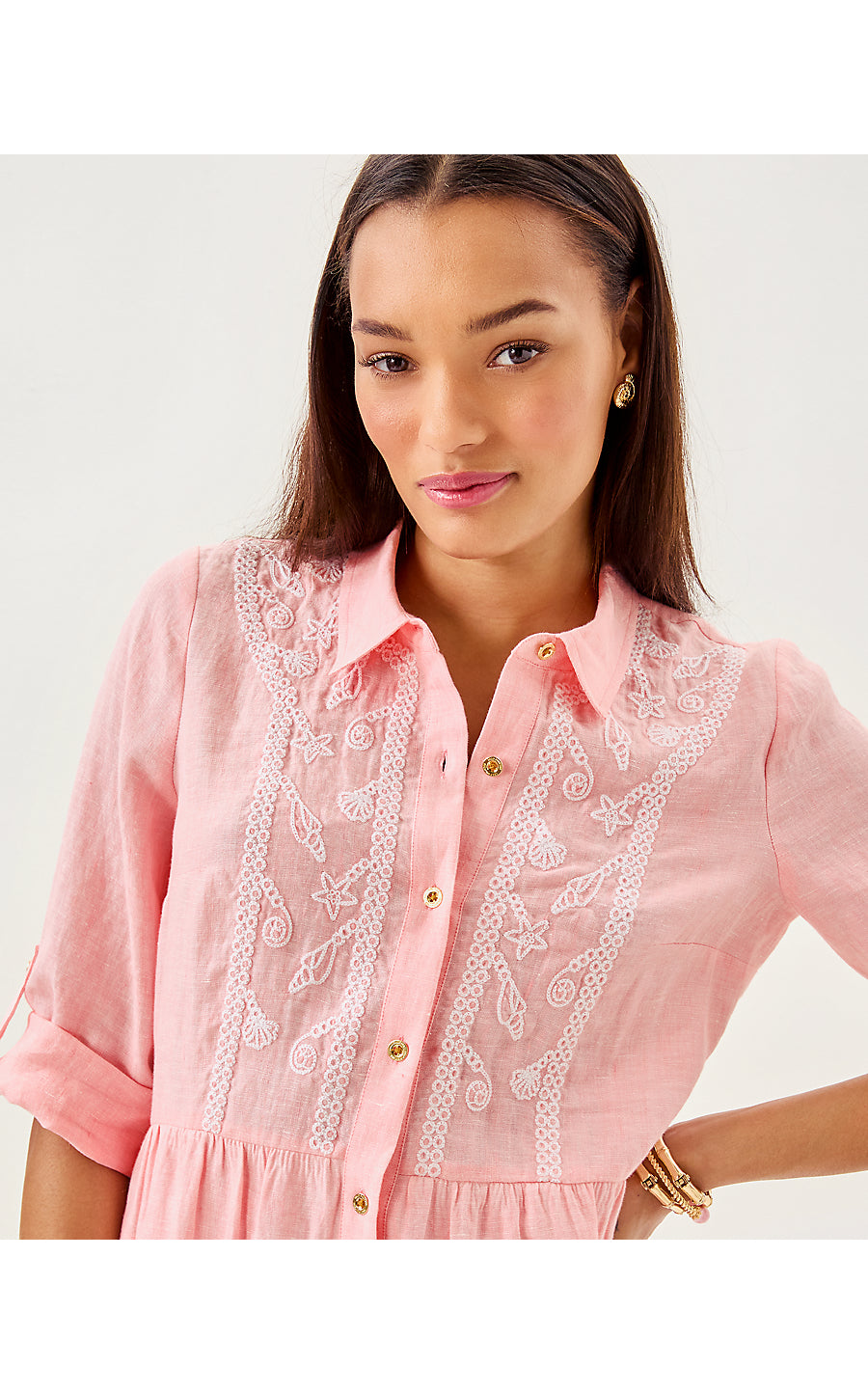 SHAELA DRESS - SORBET PINK X RESORT WHITE