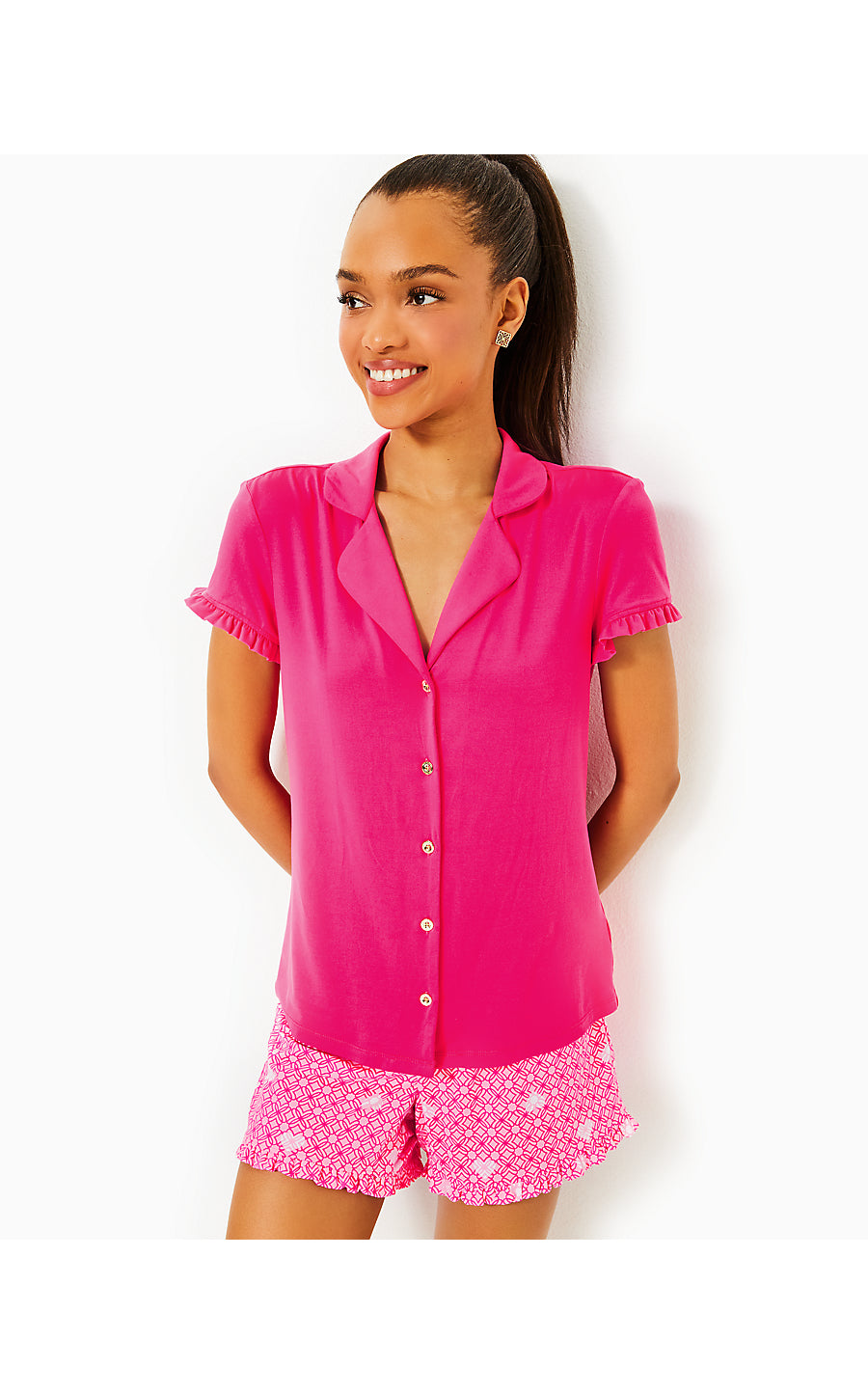 AUGUSTINA PJ SHORT - PASSION FRUIT PINK - FLUTTERING HEARTS