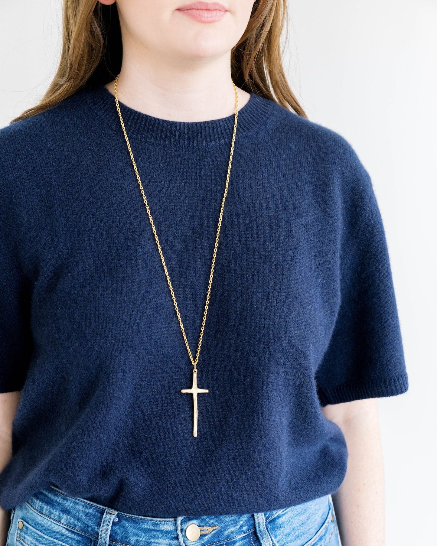 LONG TALL CROSS NECKLACE