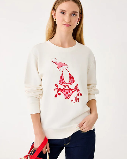 BALLAD LONG SLEEVE SWEATS - COCONUT - FESTIVE FROCKS EMBELLISHMENT