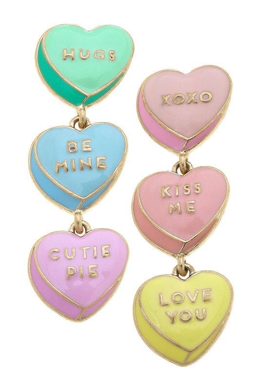 Canvas Style - Valentine's Conversation Hearts Enamel Earrings