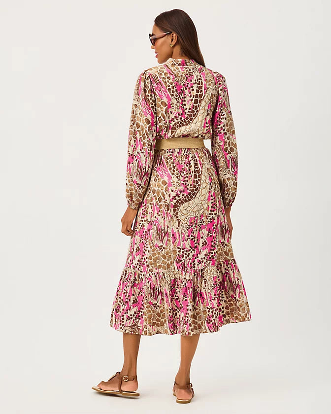 AXTON MIDI DRESS-PINK ASTER-SKETCHING ON SAFARI