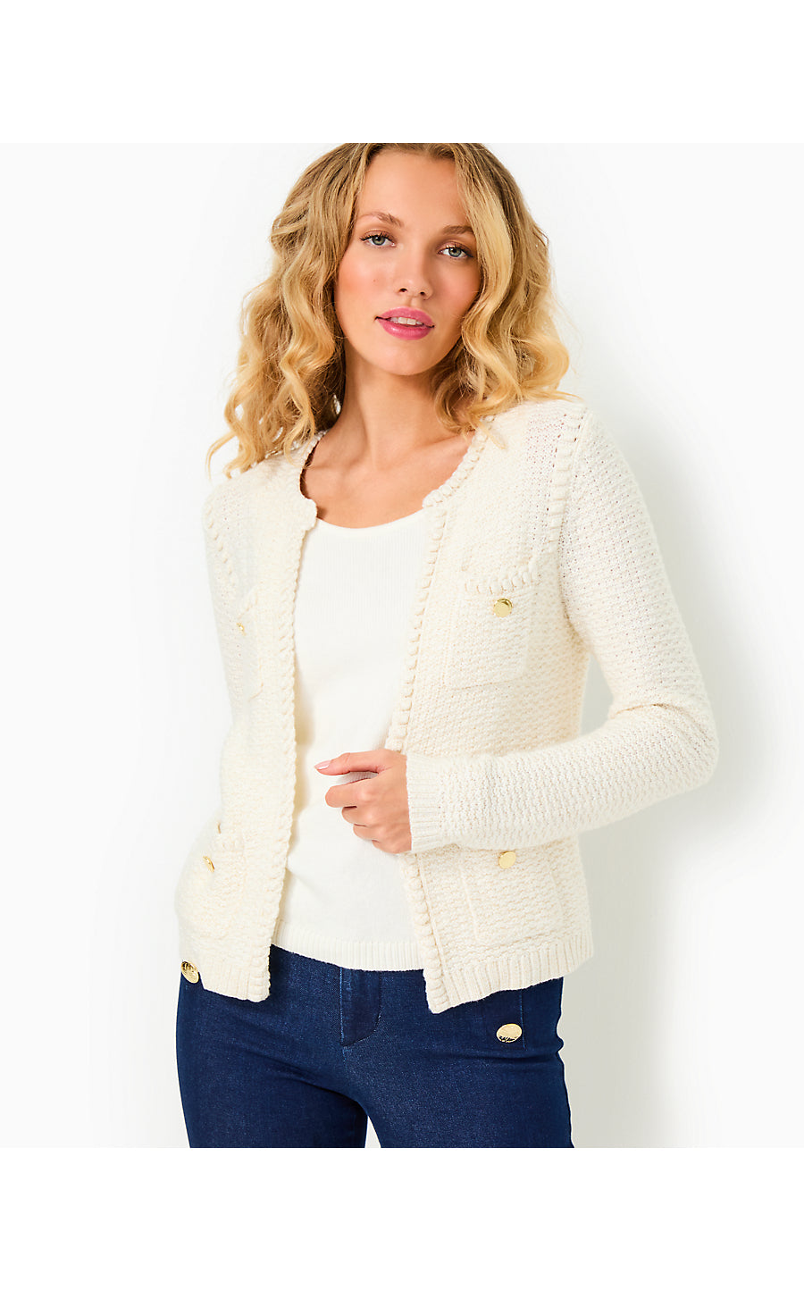 KENTON CARDIGAN - COCONUT METALLIC