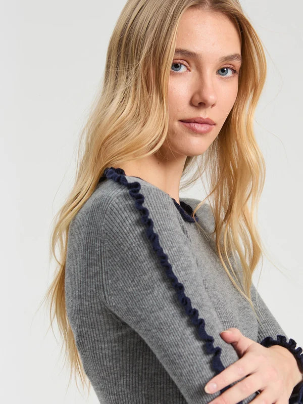 Ruffle Sweater - Grey