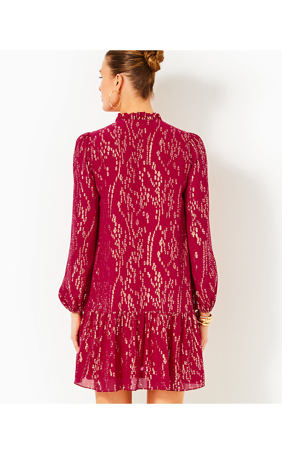 EVALINE SILK DRESS - MALBEC RED - FISH CLIP CHIFFON