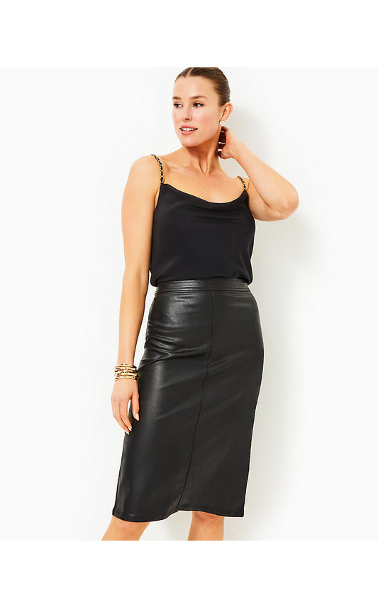 FAIRVIEW COATED MIDI SKIRT - NOIR