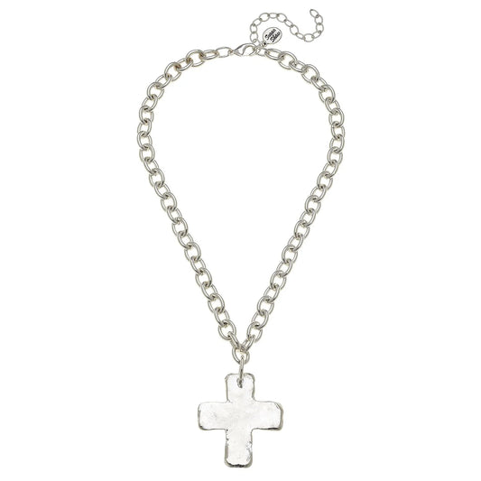 SOLID CROSS NECKLACE - SILVER