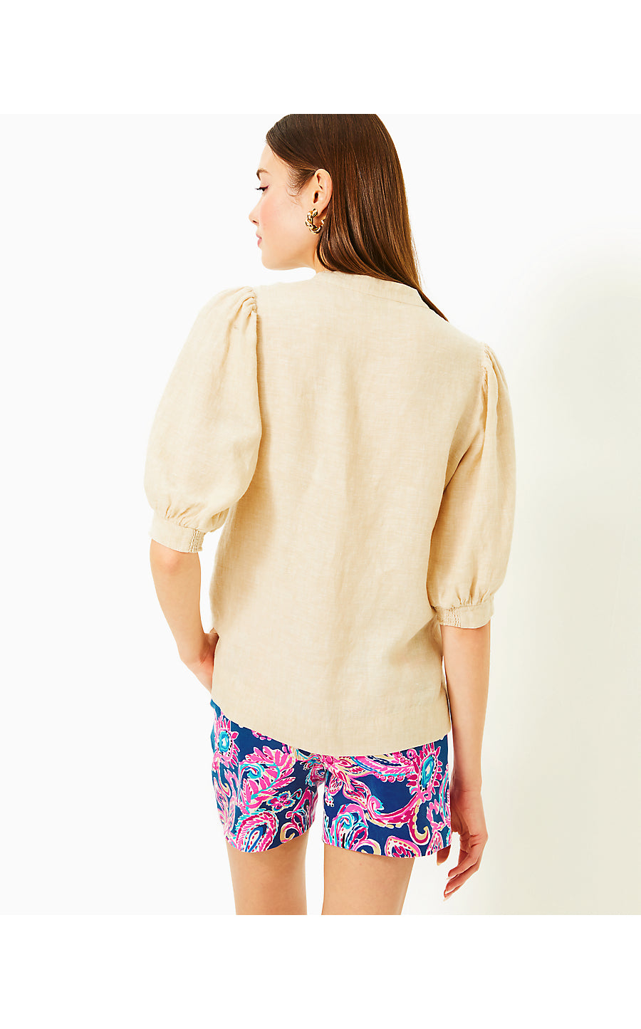 MIALEIGH LINEN TOP - SAND BAR X RESORT WHITE