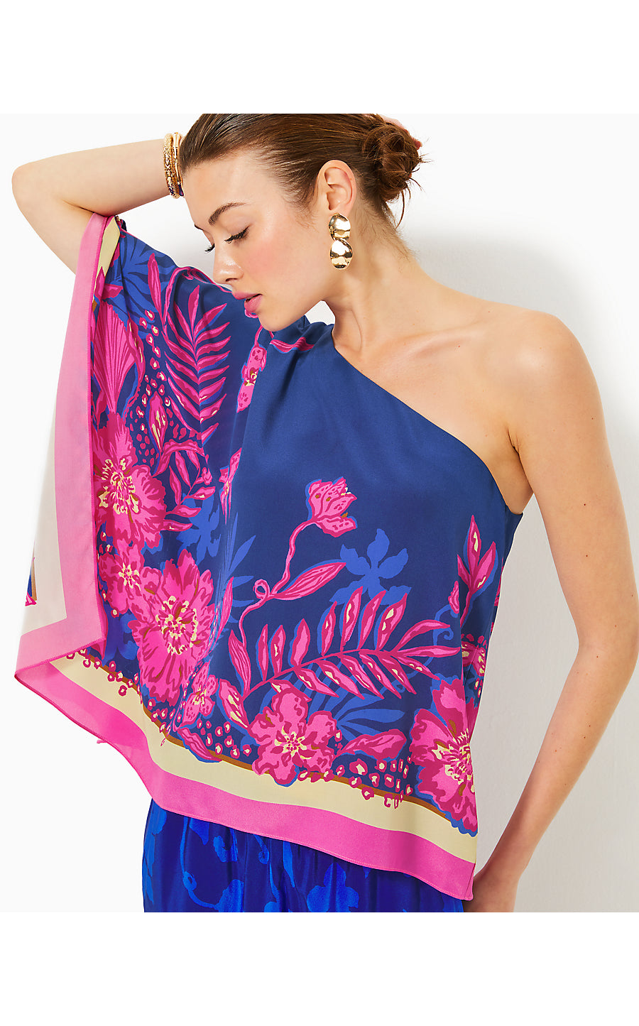 SCHAFFER SILK TOP - BLUE MED - NEVER ENDING SUMMER ENGINEERED WOVEN TOP