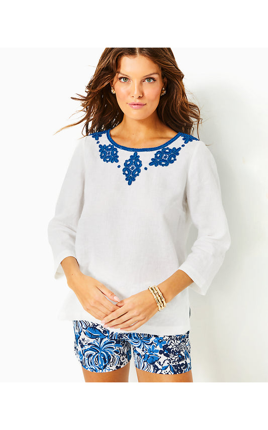 ELYN BEADED TOP - RESORT WHITE