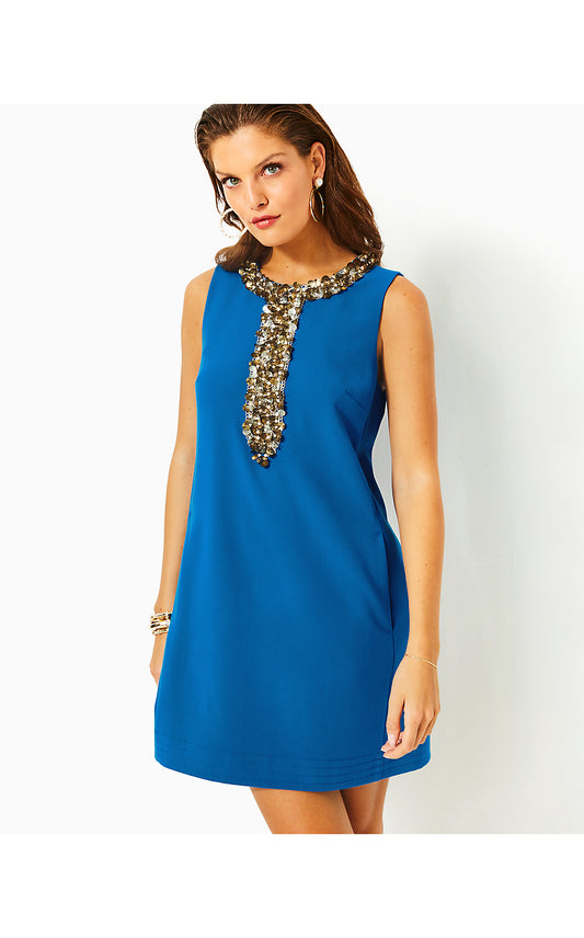 EDITA SHIFT DRESS- BARTON BLUE